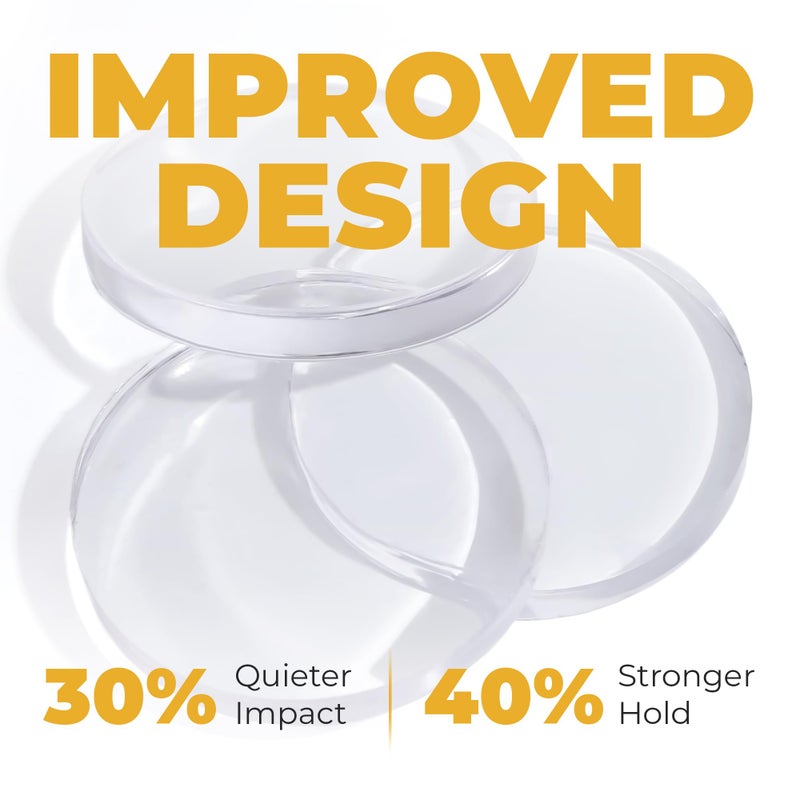 Vellax Large 2"" Door Knob Wall Protectors - 6 Clear Self-Adhesive Silicone Bumper Pads in Damp Button Shape - Noise Dampening Wall & Furniture Guards by VELLAX - Image 2